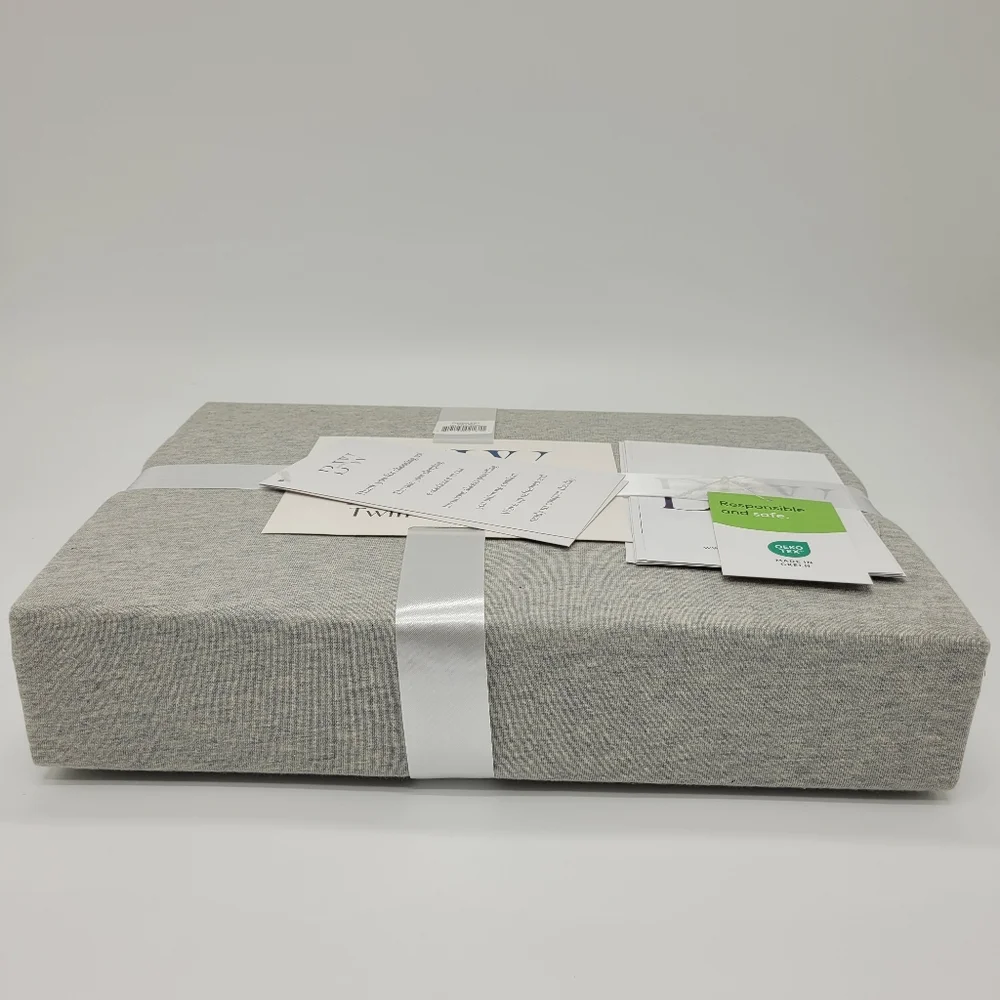 Briarwood Home Twin Jersey Knit Sheet Set Heathered Gray 3 Pc Bedding NEW FLAW